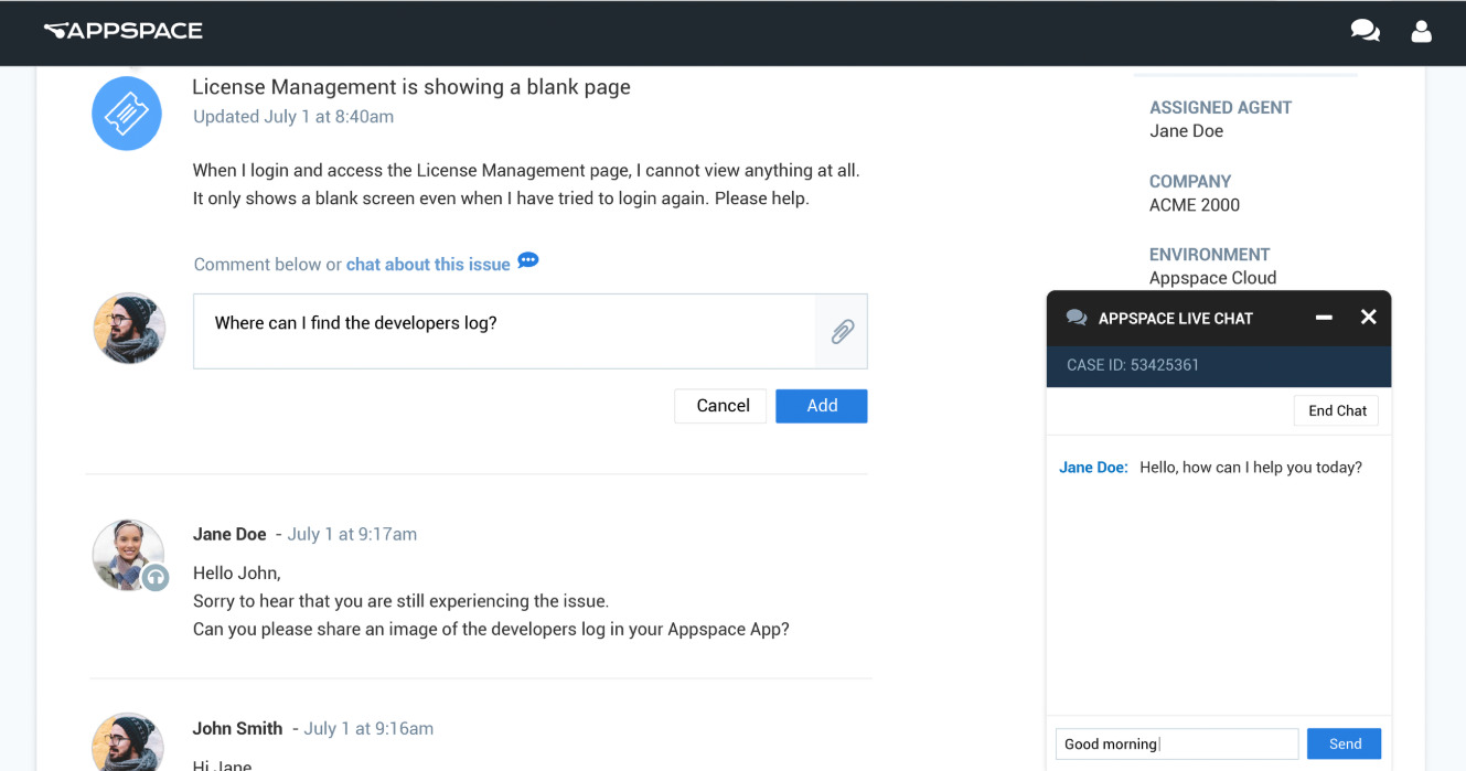 Live chat, ticket tracking add to support experience | The Appspace Blog